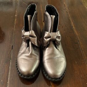 Angelo Vani Metallic Bow Ankle Boots size 39